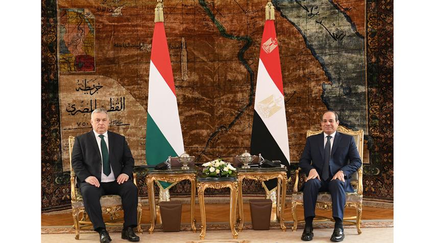 الرئيس عبد الفتاح السيسي يستقبل رئيس وزراء المجر بقصر الاتحادية