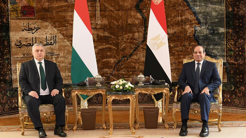 الرئيس عبد الفتاح السيسي يستقبل رئيس وزراء المجر بقصر الاتحادية