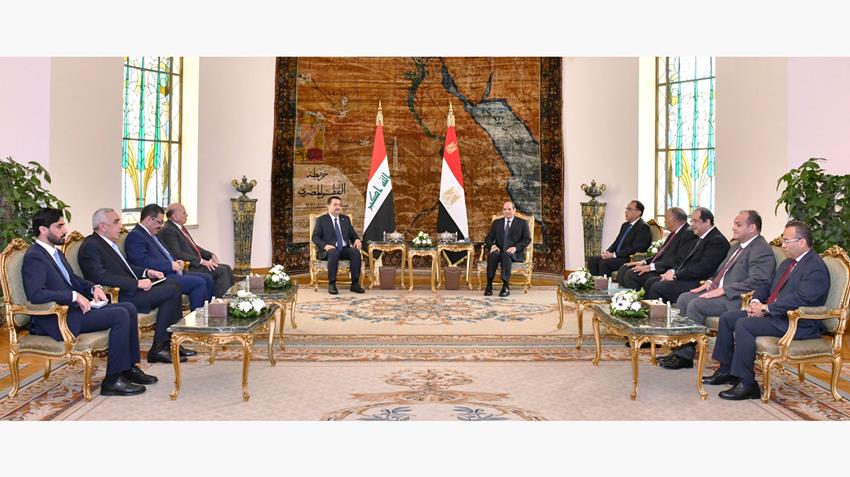 الرئيس عبد الفتاح السيسي يستقبل رئيس وزراء العراق