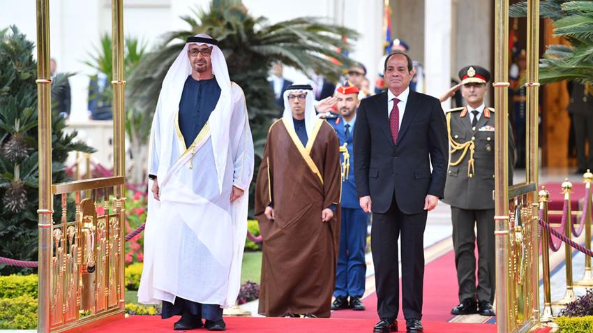 الرئيس عبد الفتاح السيسي يستقبل رئيس دولة الإمارات العربية المتحدة بقصر الاتحادية