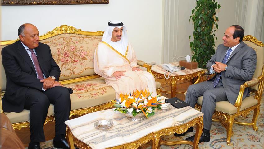 اِستقبل الرئيس عبد الفتاح السيسي اليوم سمو الشيخ عبدالله بن زايد آل نهيان وزير الخارجية الإماراتي.