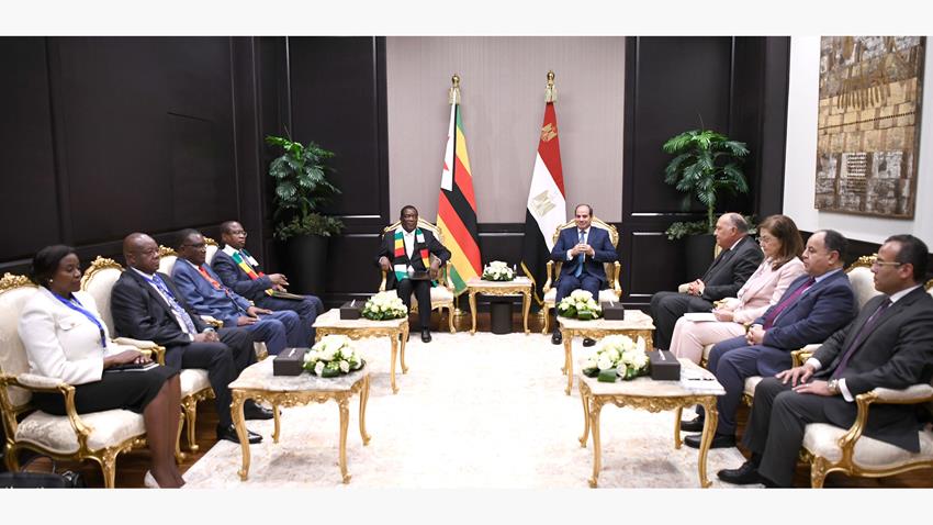 الرئيس عبد الفتاح السيسي يلتقي رئيس جمهورية زيمبابوي في شرم الشيخ