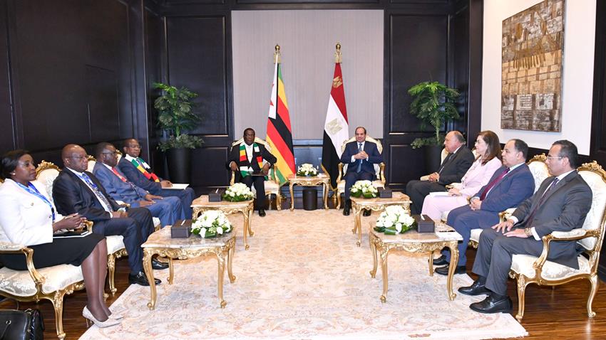 الرئيس عبد الفتاح السيسي يلتقي رئيس جمهورية زيمبابوي في شرم الشيخ