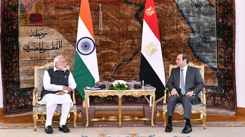 President El-Sisi Receives India's Prime Minister at Ittihadia Palace