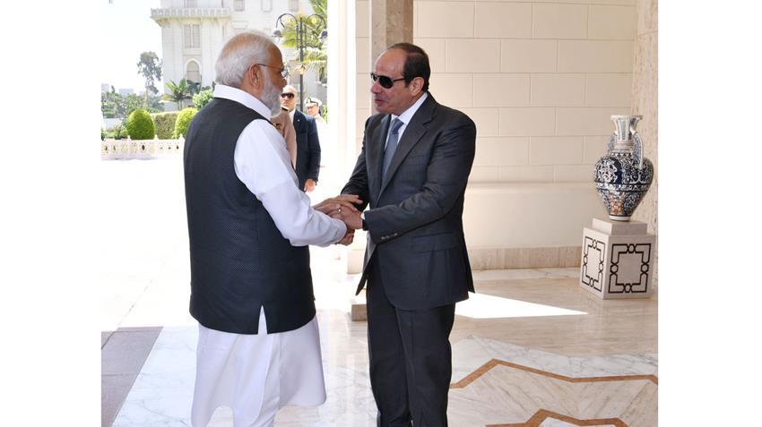 President El-Sisi Receives India's Prime Minister at Ittihadia Palace