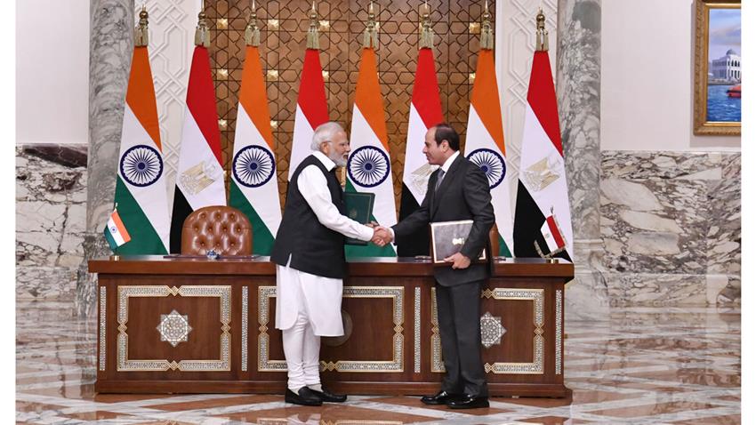 President El-Sisi Receives India's Prime Minister at Ittihadia Palace