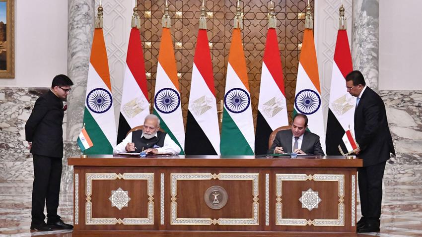 President El-Sisi Receives India's Prime Minister at Ittihadia Palace