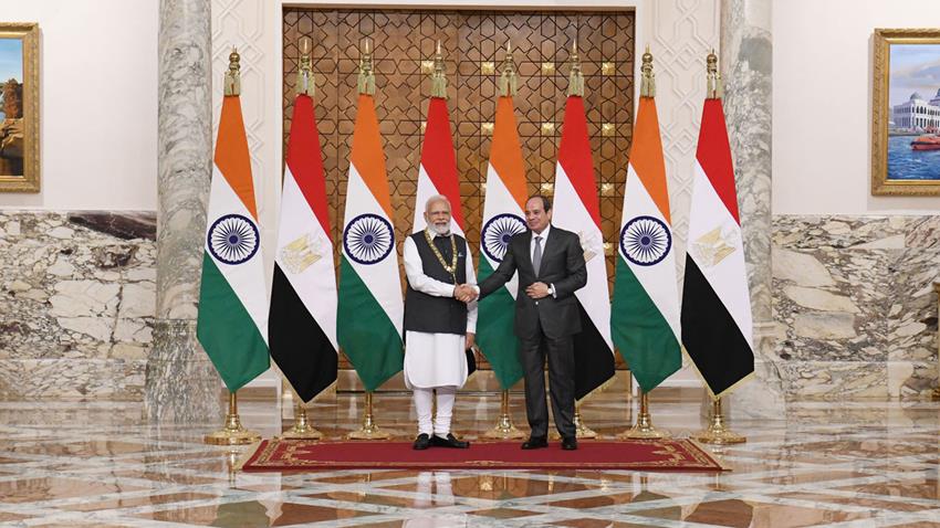 President El-Sisi Receives India's Prime Minister at Ittihadia Palace
