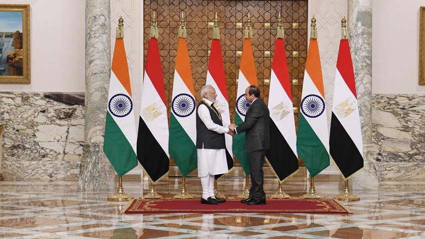 President El-Sisi Receives India's Prime Minister at Ittihadia Palace