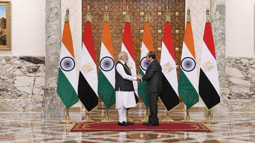 President El-Sisi Receives India's Prime Minister at Ittihadia Palace