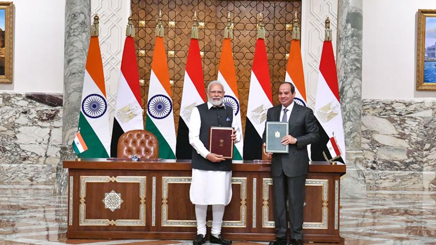 President El-Sisi Receives India's Prime Minister at Ittihadia Palace
