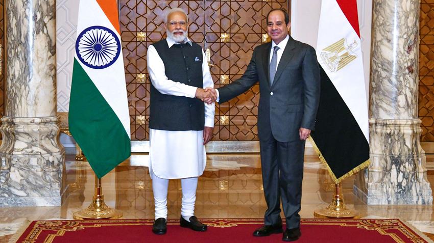 President El-Sisi Receives India's Prime Minister at Ittihadia Palace