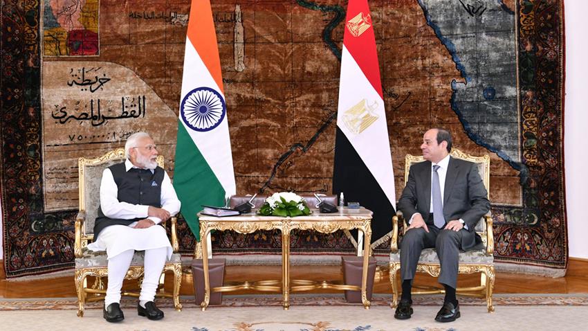 President El-Sisi Receives India's Prime Minister at Ittihadia Palace