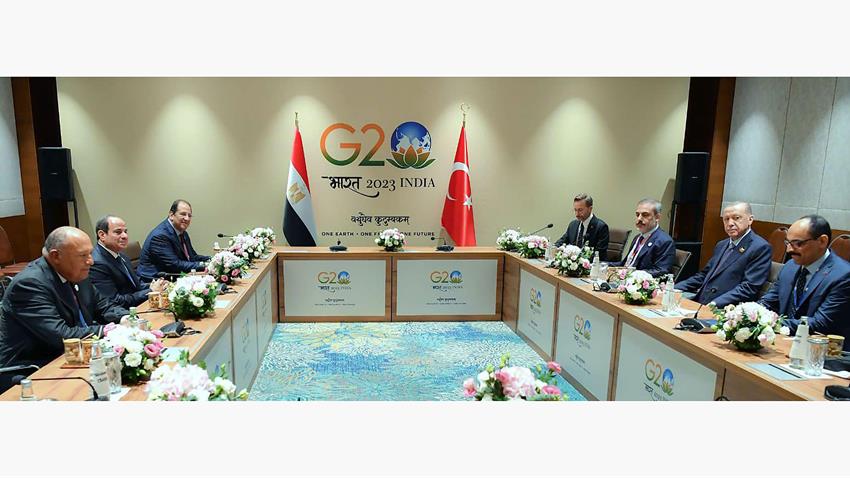 الرئيس عبد الفتاح السيسي يلتقي الرئيس التركي بنيودلهي