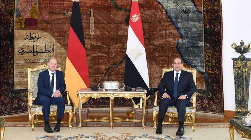 الرئيس عبد الفتاح السيسي يستقبل المستشار الألماني بقصر الاتحادية