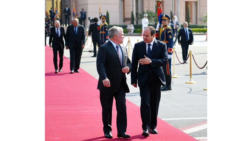 الرئيس عبد الفتاح السيسي يستقبل ملك المملكة الأردنية الهاشمية