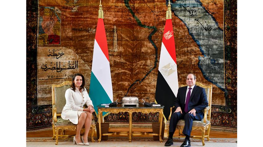 الرئيس عبد الفتاح السيسي يستقبل رئيسة المجر بقصر الاتحادية