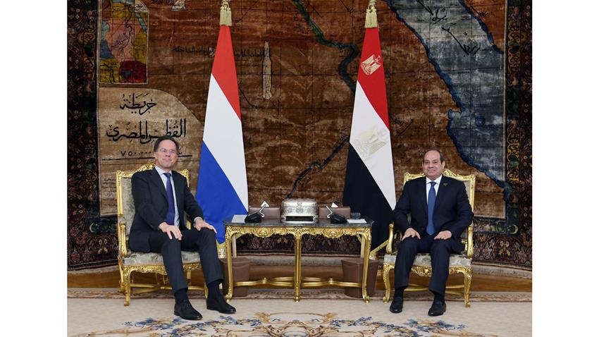 Le Président Al-Sissi reçoit le PM du Royaume des Pays-Bas