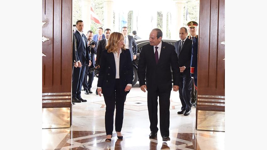 الرئيس عبد الفتاح السيسي يستقبل رئيسة الوزراء الإيطالية
