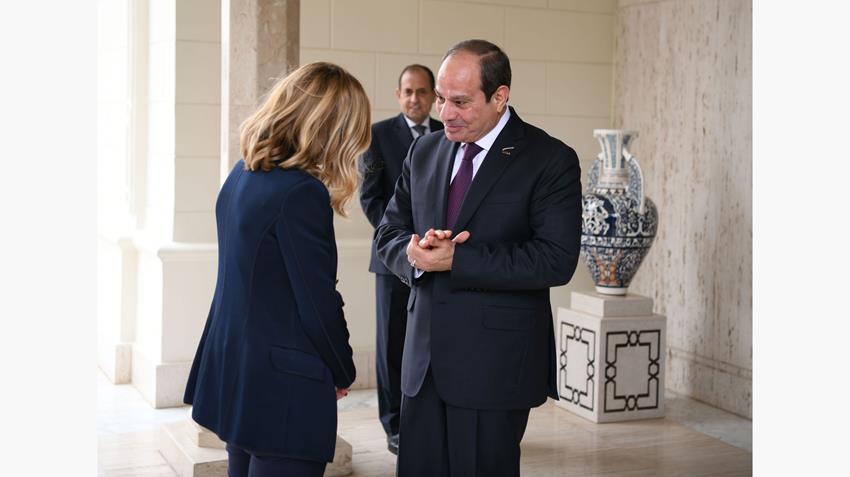 الرئيس عبد الفتاح السيسي يستقبل رئيسة الوزراء الإيطالية
