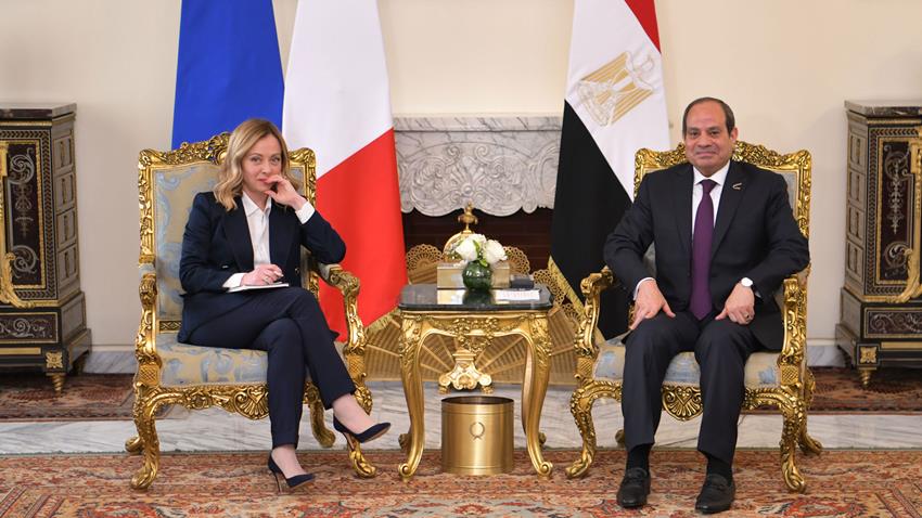 الرئيس عبد الفتاح السيسي يستقبل رئيسة الوزراء الإيطالية