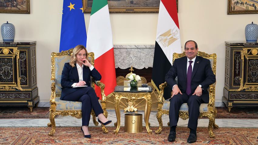 الرئيس عبد الفتاح السيسي يستقبل رئيسة الوزراء الإيطالية