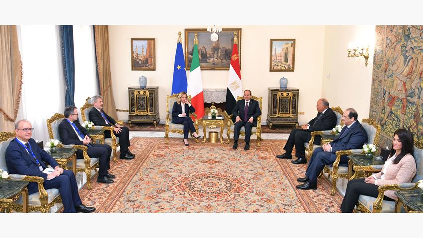 الرئيس عبد الفتاح السيسي يستقبل رئيسة الوزراء الإيطالية