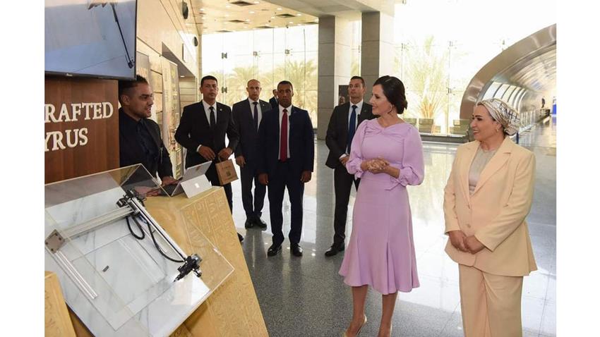قرينة السيد الرئيس تعرب عن سعادتها بزيارة المتحف القومي للحضارة بصحبة السيدة الأولى لجمهورية صربيا