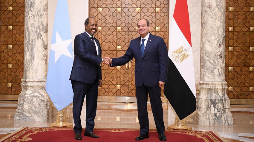 الرئيس عبد الفتاح السيسي يستقبل رئيس جمهورية الصومال بقصر الاتحادية