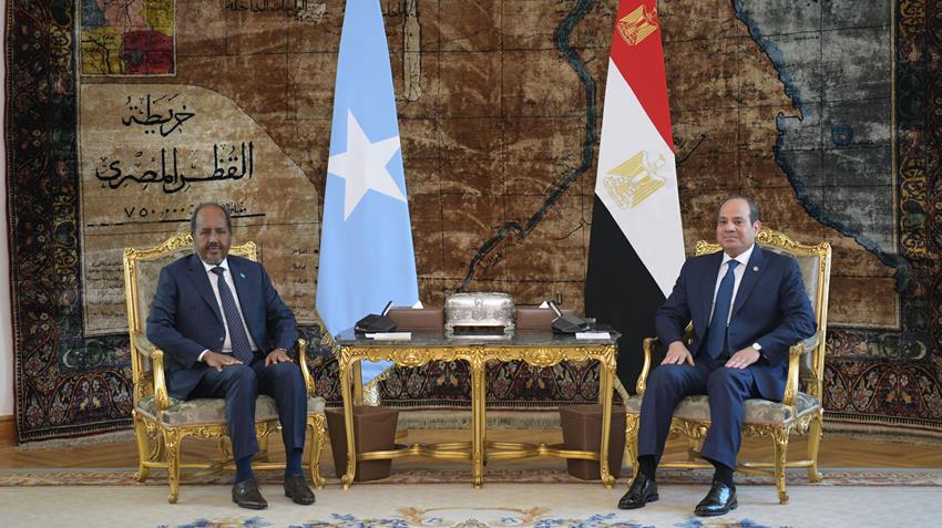 الرئيس عبد الفتاح السيسي يستقبل رئيس جمهورية الصومال بقصر الاتحادية