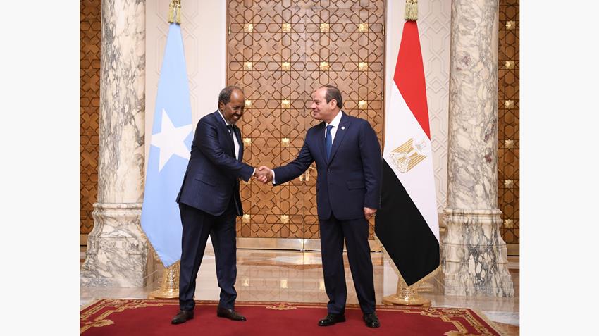 الرئيس عبد الفتاح السيسي يستقبل رئيس جمهورية الصومال بقصر الاتحادية