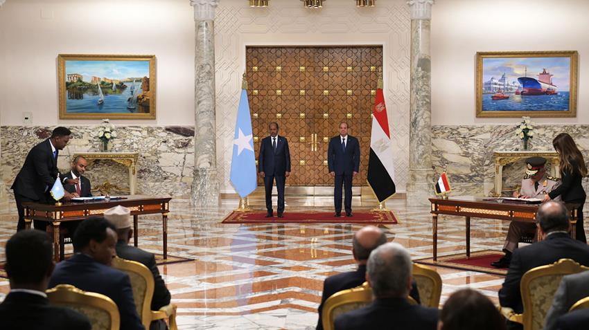 الرئيس عبد الفتاح السيسي يستقبل رئيس جمهورية الصومال بقصر الاتحادية
