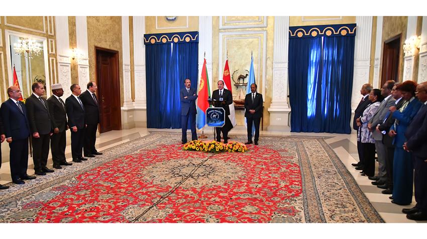 كلمة الرئيس عبد الفتاح السيسي خلال المؤتمر الصحفي المشترك مع رئيسي دولة إريتريا وجمهورية الصومال