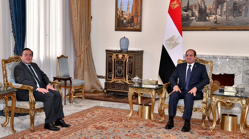 الرئيس عبد الفتاح السيسي يستقبل وزير الخارجية والاتحاد الأوروبي والتعاون الإسباني