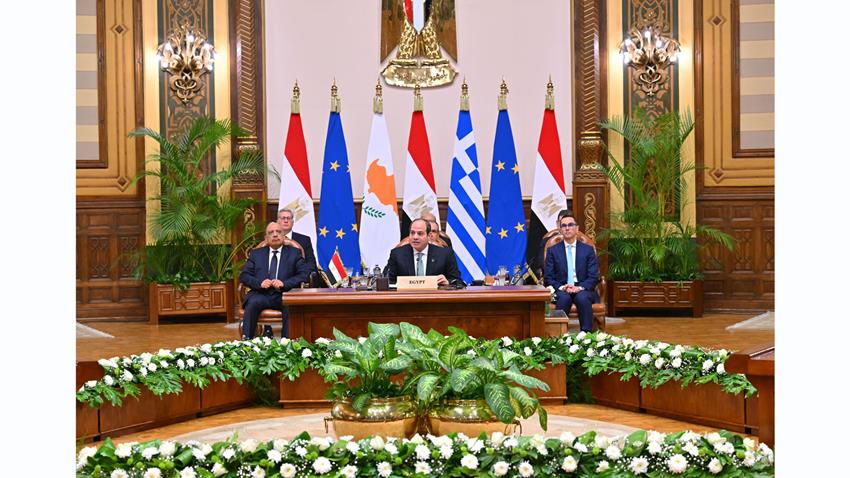كلمـة الرئيس عبد الفتاح السيسي في افتتاح القمة العاشرة لآلية التعاون الثلاثي بيـن مصر وقبرص واليونان
