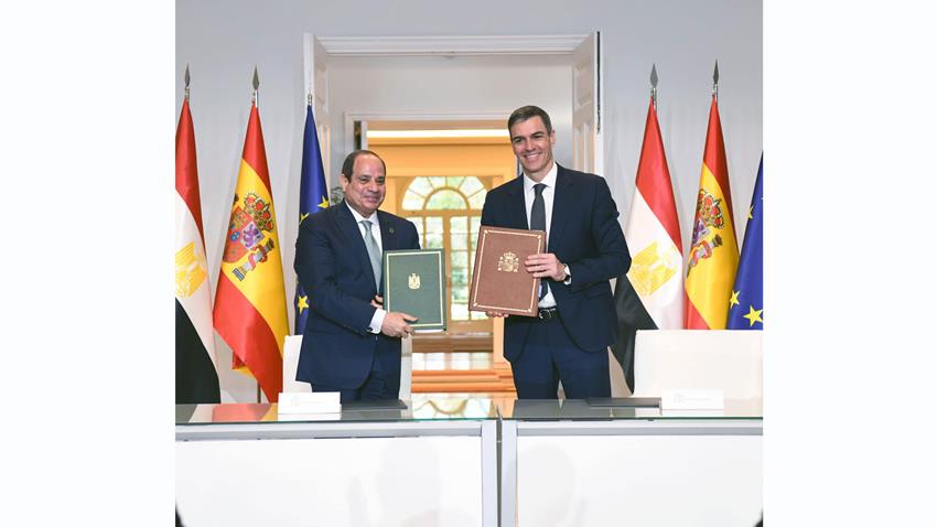 President El-Sisi and Spain’s Prime Minister Meet in Madrid, Witness Signing of Agreements