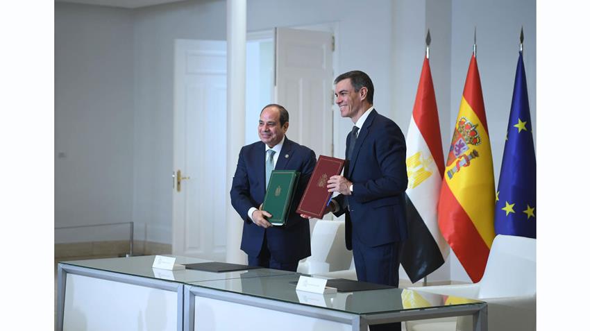 President El-Sisi and Spain’s Prime Minister Meet in Madrid, Witness Signing of Agreements