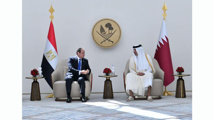 الأمير تميم بن حمد يستقبل الرئيس السيسي بالعاصمة القطرية الدوحة في مستهل جولة الخليجية