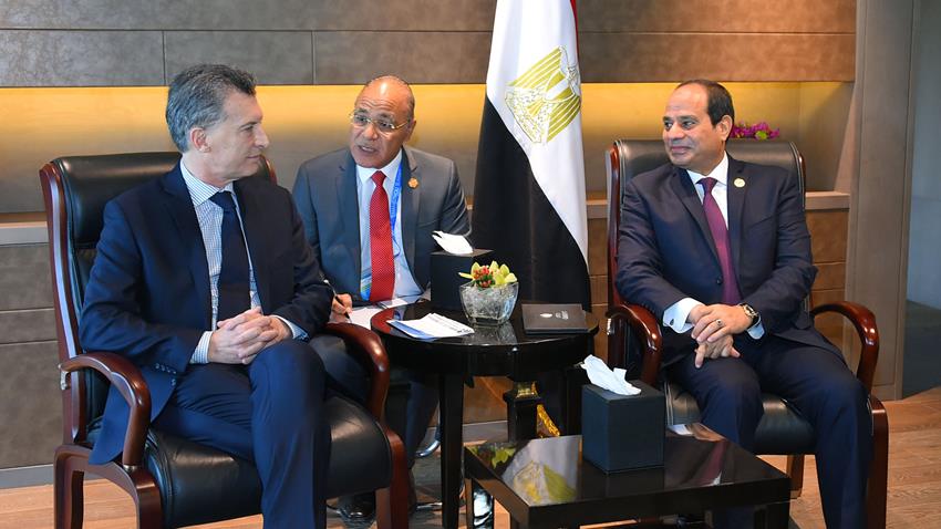 استقبل الرئيس عبد الفتاح السيسي صباح اليوم بمقر إقامته بمدينة هانجشو رئيس الأرجنتين "ماوريسيو ماكري"