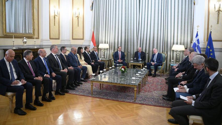 الرئيس عبد الفتاح السيسي يلتقي بالرئيس اليوناني بمقر رئاسة الجمهورية في أثينا