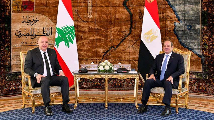 الرئيس عبد الفتاح السيسي يستقبل الرئيس اللبناني في قصر الاتحادية