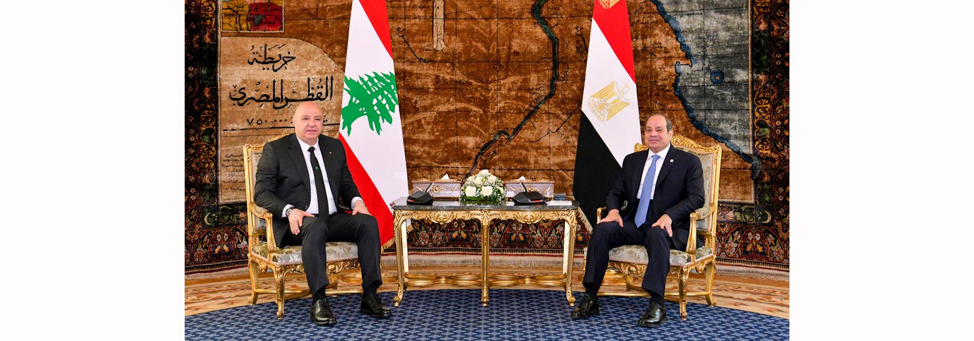 الرئيس عبد الفتاح السيسي يستقبل الرئيس اللبناني في قصر الاتحادية