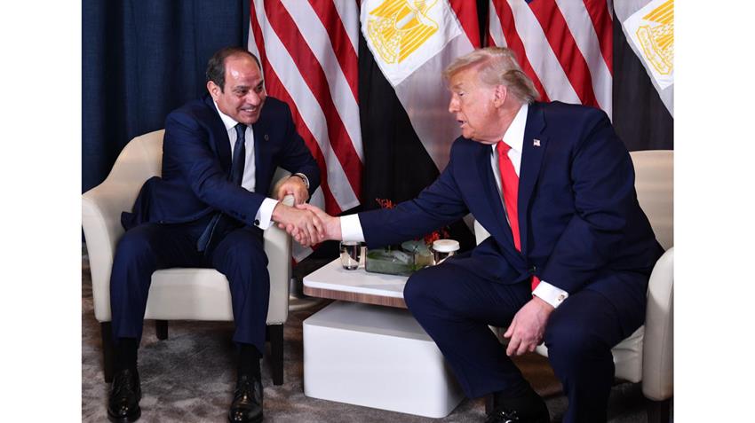 President El-Sisi Meets US President Trump on Sidelines of WEF