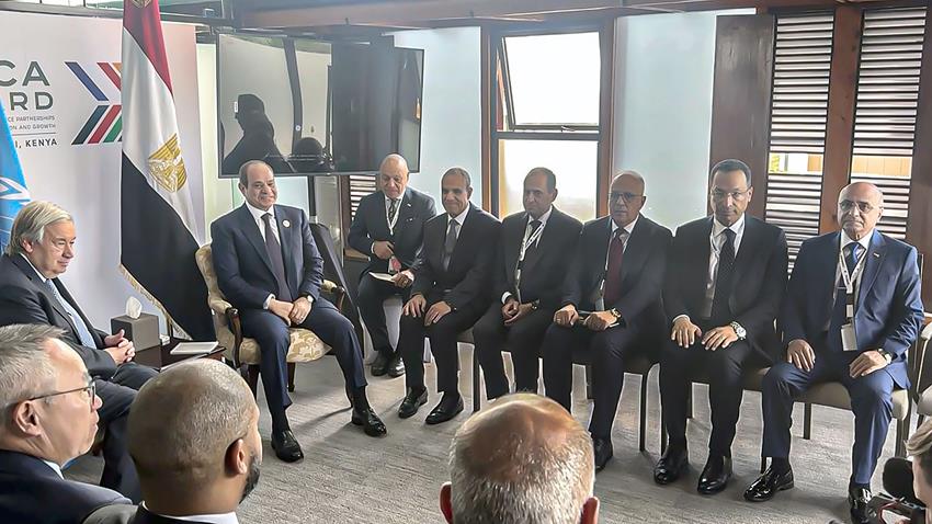 President El-Sisi Meets UN Secretary General Guterres on Sidelines of Africa–France Summit in Kenya