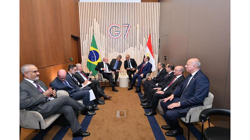 President El-Sisi Meets Brazil's President da Silva on Sidelines of the G7 Summit in Évian, France