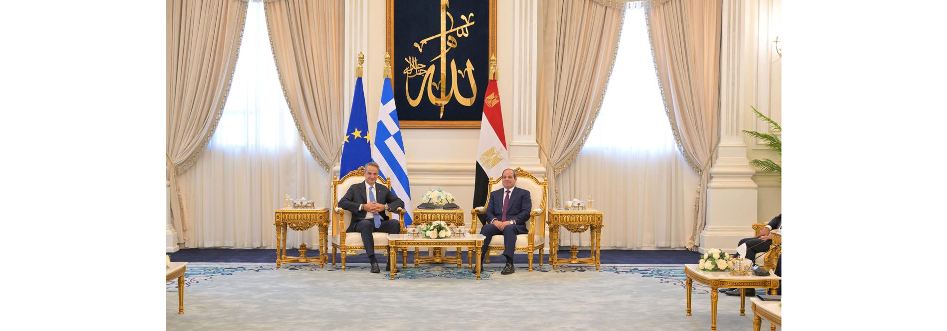 الرئيس عبد الفتاح السيسي يستقبل رئيس وزراء اليونان