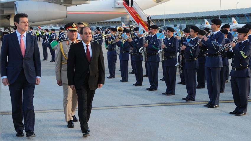 الرئيس عبد الفتاح السيسي يصل إلى العاصمة الإسبانية مدريد