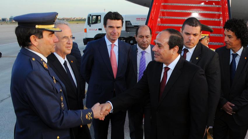 الرئيس عبد الفتاح السيسي يصل إلى العاصمة الإسبانية مدريد