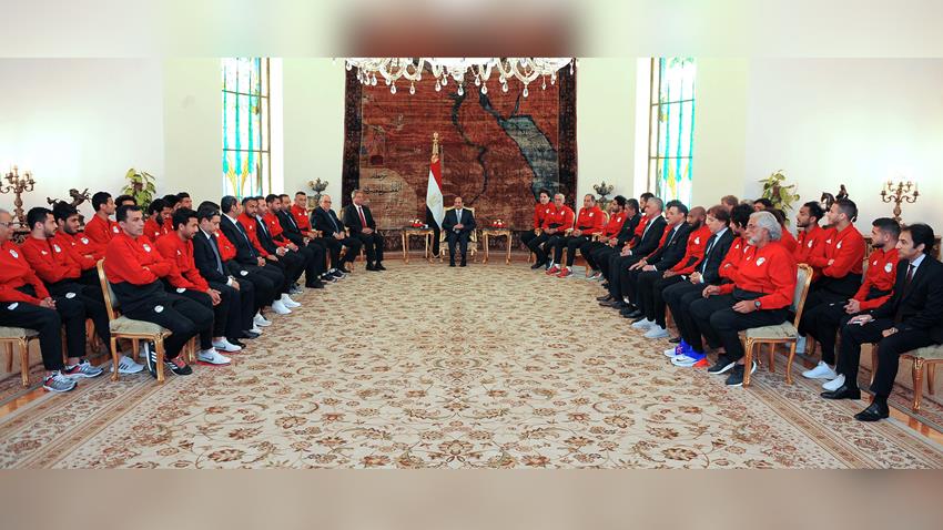 Le président Al-Sissi accueille l'équipe national participant à la Coupe du Monde (Russie 2018)